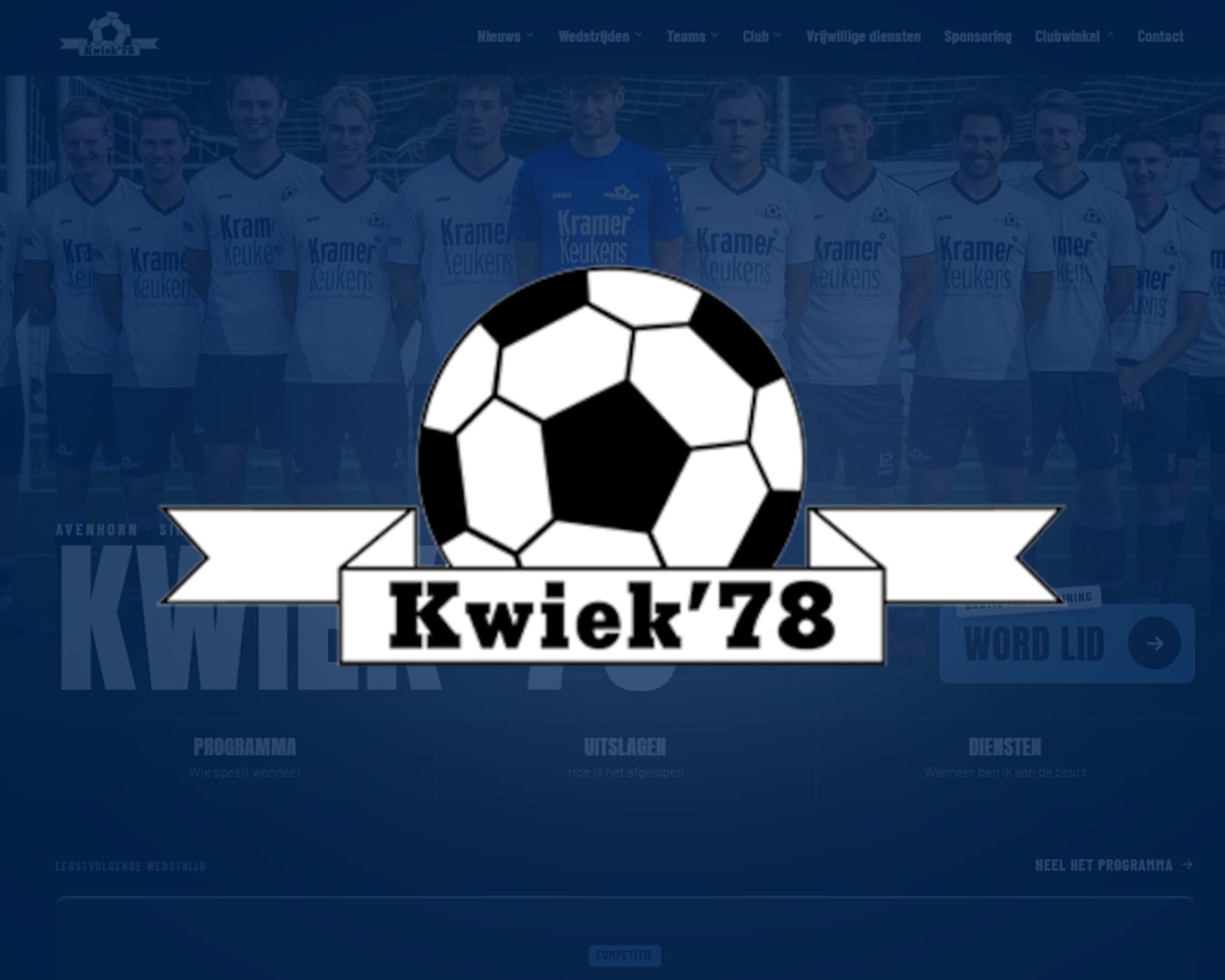 Website voor voetbalvereniging Kwiek '78 uit Avenhorn, gemaakt door Brand-On